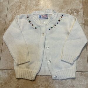 Blue Bird Vintage White Embroidered Girls Cardigan